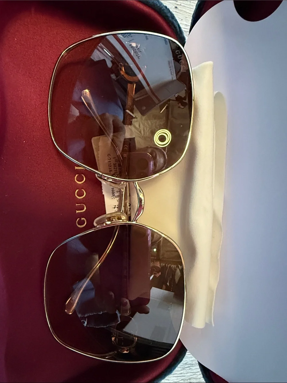 Gucci Men’s Gold Frame Sunglasses with Brown Gradient Lenses